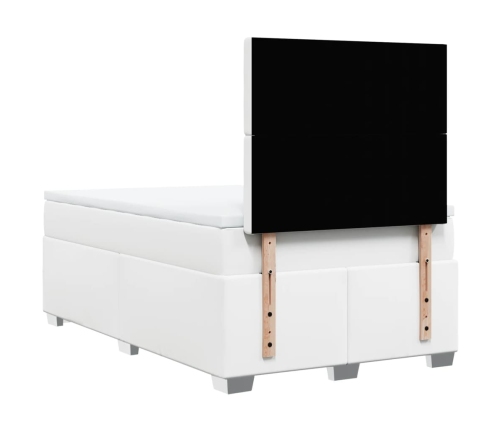 Cama box spring con colchón cuero sintético blanco 120x190 cm