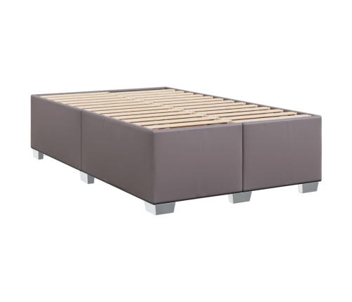 Cama box spring con colchón cuero sintético gris 120x200 cm