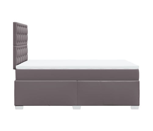 Cama box spring con colchón cuero sintético gris 120x200 cm