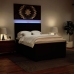 Cama box spring con colchón cuero sintético negro 140x190 cm