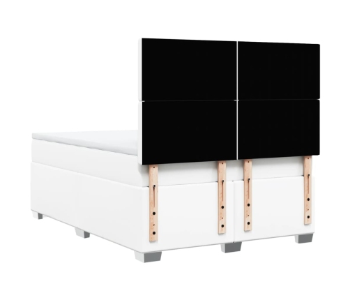 Cama box spring con colchón cuero sintético blanco 140x190 cm