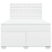 Cama box spring con colchón cuero sintético blanco 140x190 cm