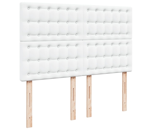 Cama box spring con colchón cuero sintético blanco 140x190 cm