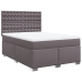 Cama box spring con colchón cuero sintético gris 140x190 cm