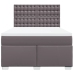 Cama box spring con colchón cuero sintético gris 140x190 cm