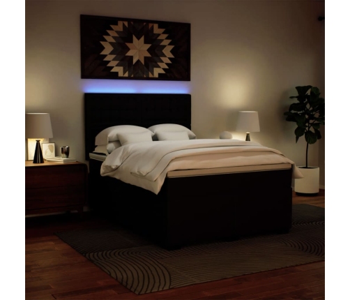 Cama box spring con colchón cuero sintético negro 160x200 cm