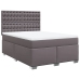 Cama box spring con colchón cuero sintético gris 160x200 cm