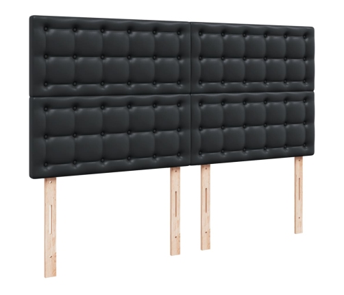 Cama box spring con colchón cuero sintético negro 200x200 cm