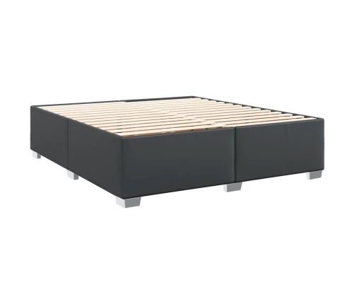 Cama box spring con colchón cuero sintético negro 200x200 cm