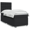 Cama box spring individual con colchón cuero sintético negro