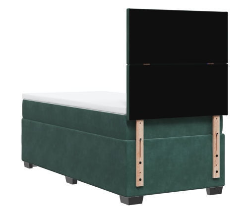 Cama box spring con colchón terciopelo verde oscuro 80x200 cm