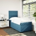 Cama box spring con colchón terciopelo azul oscuro 80x200 cm