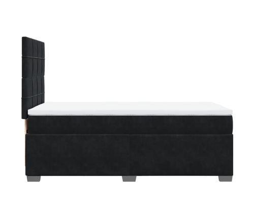 Cama box spring con colchón terciopelo negro 80x200 cm