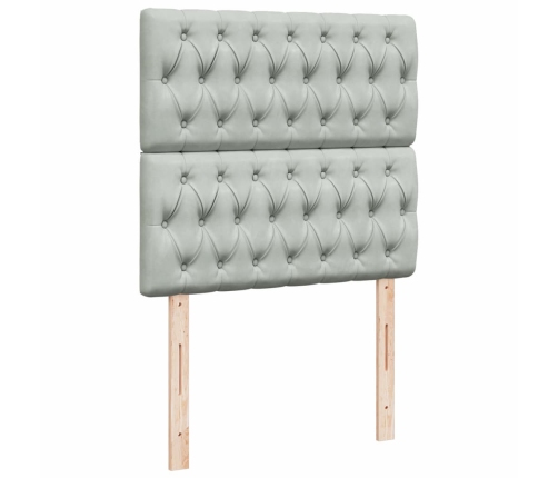 Cama box spring con colchón terciopelo gris claro 80x200 cm