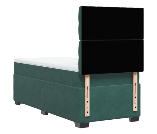 Cama box spring con colchón terciopelo verde oscuro 80x200 cm