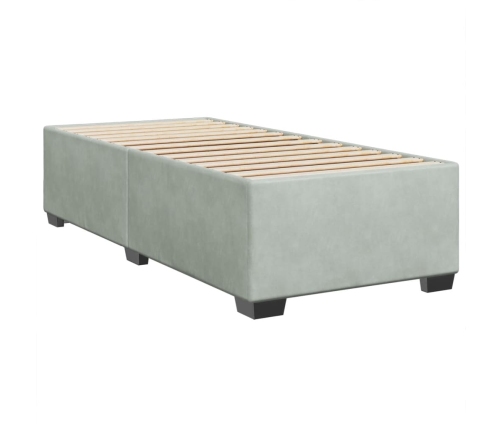 Cama box spring con colchón terciopelo gris claro 80x200 cm