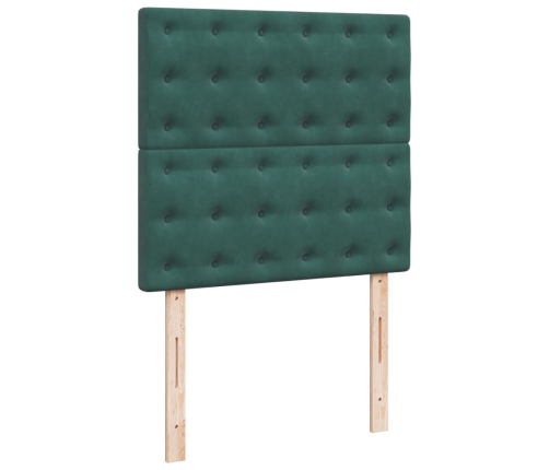 Cama box spring con colchón terciopelo verde oscuro 80x200 cm