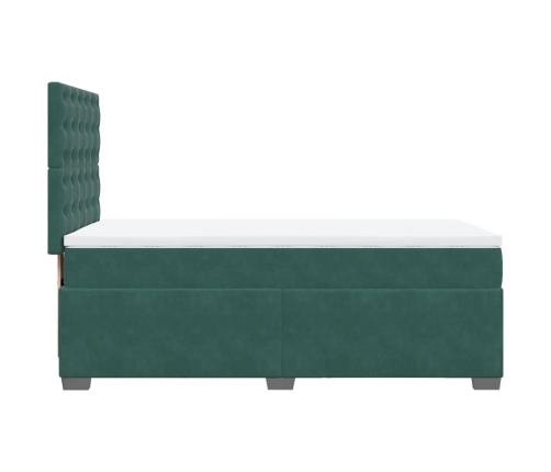 Cama box spring con colchón terciopelo verde oscuro 90x200 cm