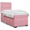 Cama box spring con colchón terciopelo rosa 100x200 cm