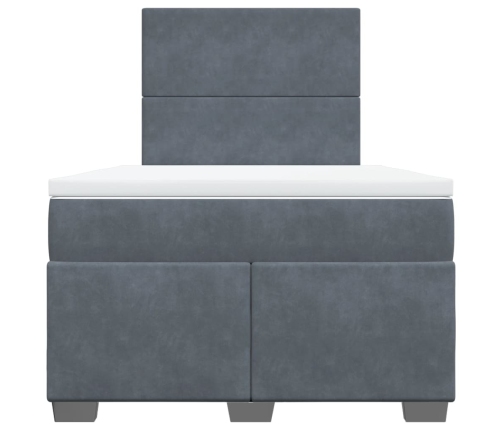 Cama box spring con colchón terciopelo gris oscuro 120x190 cm