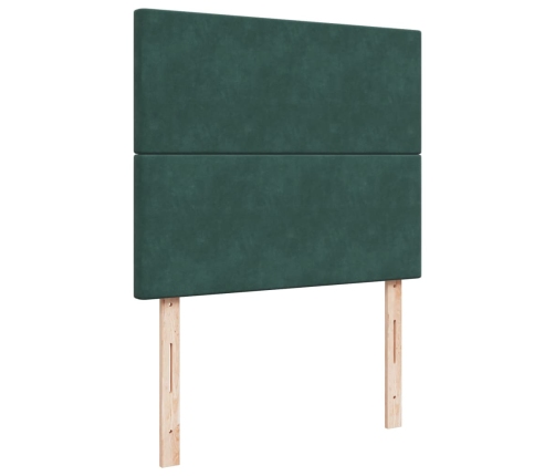 Cama box spring con colchón terciopelo verde oscuro 120x190 cm