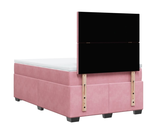 Cama box spring con colchón terciopelo rosa 120x190 cm