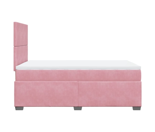 Cama box spring con colchón terciopelo rosa 120x190 cm