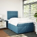 Cama box spring con colchón terciopelo azul 120x190 cm