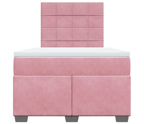 Cama box spring con colchón terciopelo rosa 120x190 cm