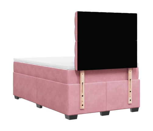 Cama box spring con colchón terciopelo rosa 120x190 cm