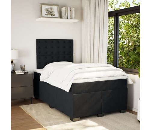 Cama box spring con colchón terciopelo negro 120x190 cm