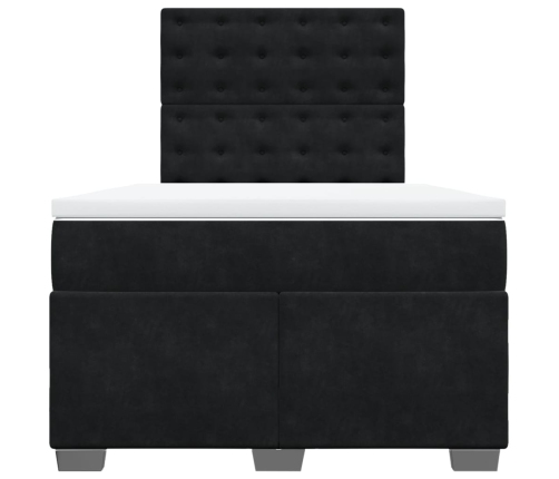 Cama box spring con colchón terciopelo negro 120x190 cm