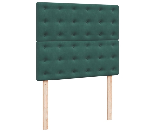 Cama box spring con colchón terciopelo verde oscuro 120x190 cm