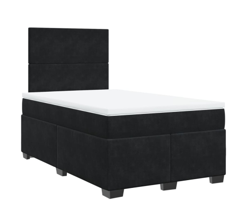 Cama box spring con colchón terciopelo negro 120x200 cm