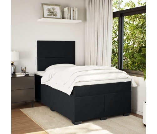 Cama box spring con colchón terciopelo negro 120x200 cm