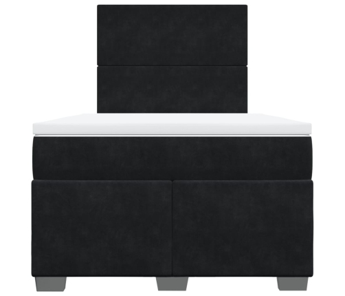 Cama box spring con colchón terciopelo negro 120x200 cm