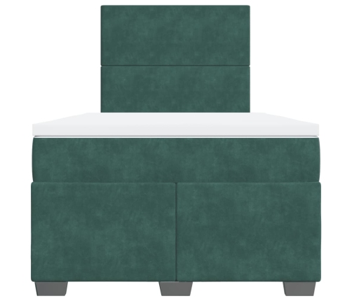 Cama box spring con colchón terciopelo verde oscuro 120x200 cm