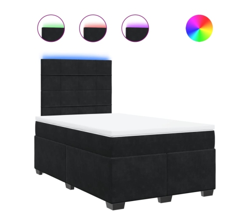 Cama box spring con colchón terciopelo negro 120x200 cm