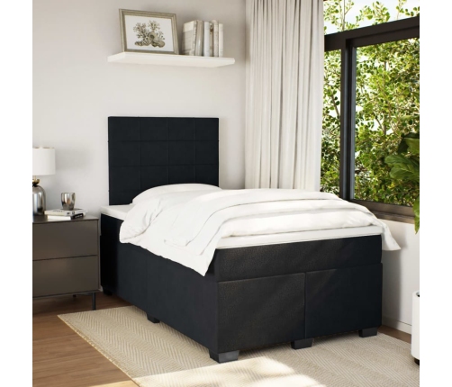 Cama box spring con colchón terciopelo negro 120x200 cm