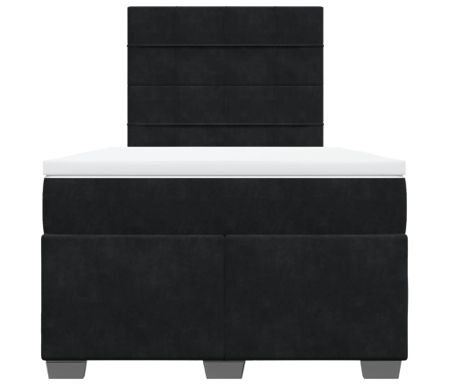 Cama box spring con colchón terciopelo negro 120x200 cm