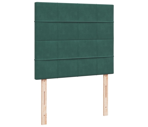 Cama box spring con colchón terciopelo verde oscuro 120x200 cm