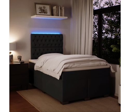 Cama box spring con colchón terciopelo negro 120x200 cm
