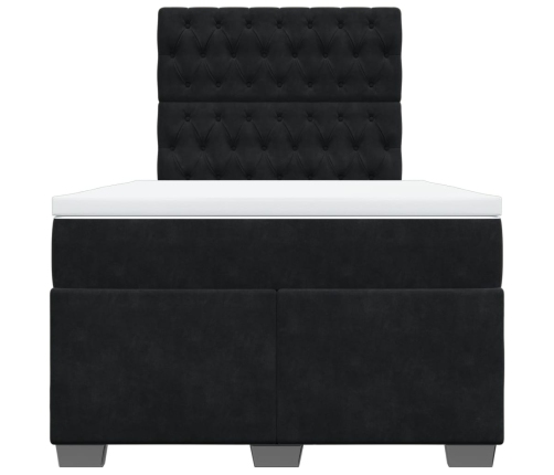 Cama box spring con colchón terciopelo negro 120x200 cm