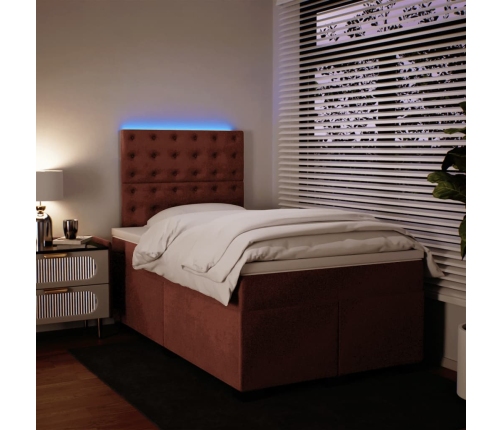 Cama box spring con colchón terciopelo rosa 120x200 cm