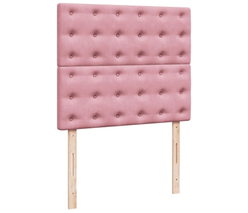 Cama box spring con colchón terciopelo rosa 120x200 cm
