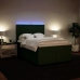 Cama box spring con colchón terciopelo verde oscuro 140x190 cm