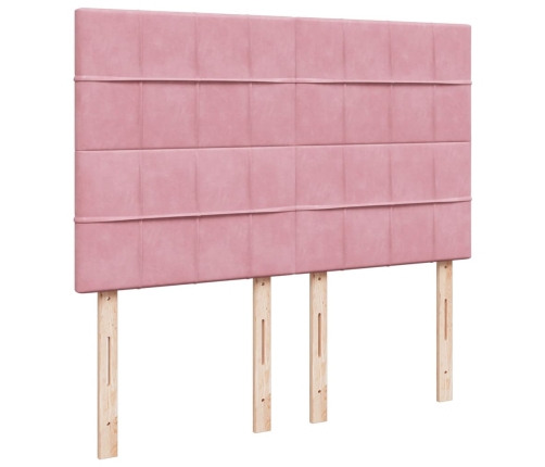 Cama box spring con colchón terciopelo rosa 140x190 cm