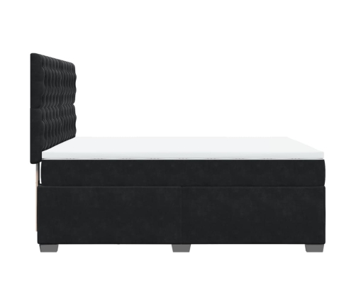 Cama box spring con colchón terciopelo negro 140x190 cm