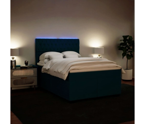 vidaXL Cama box spring con colchón terciopelo azul 140x190 cm