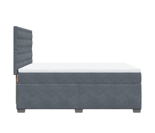 Cama box spring con colchón terciopelo gris oscuro 140x190 cm